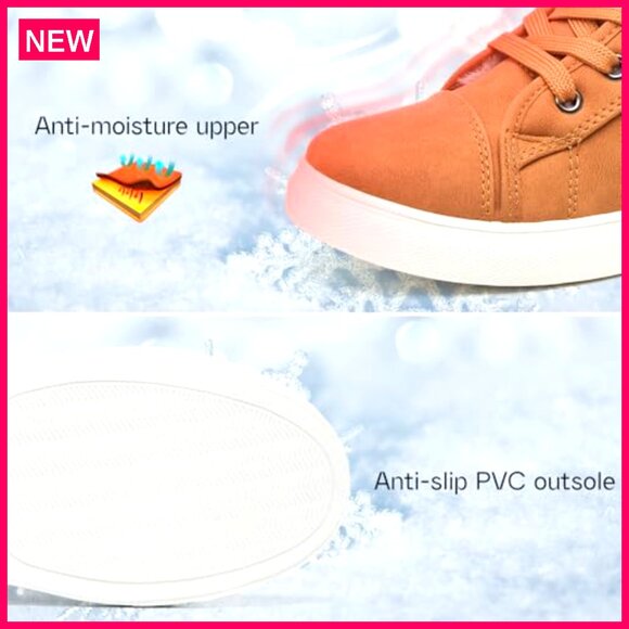 Women's Water-Resistant Ankle Boots with Faux Fur Lining, Adjustable Lace-Up - Picture 4 of 8